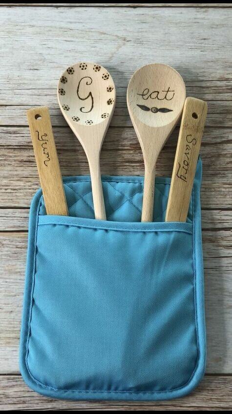 I have also wood burned wooden utensils. These are great for when you bring utensils to a pot luck and they make great gifts.