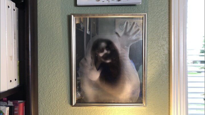 I put the picture frame back together and my ghost was ready to be hung up.