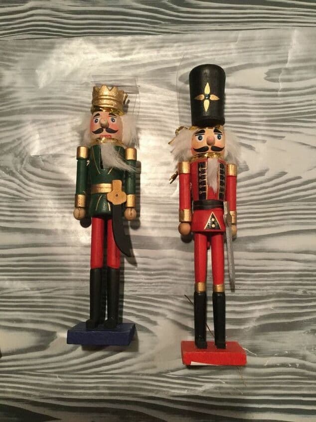 I grabbed 2 wooden Nutcrackers at the dollar store.