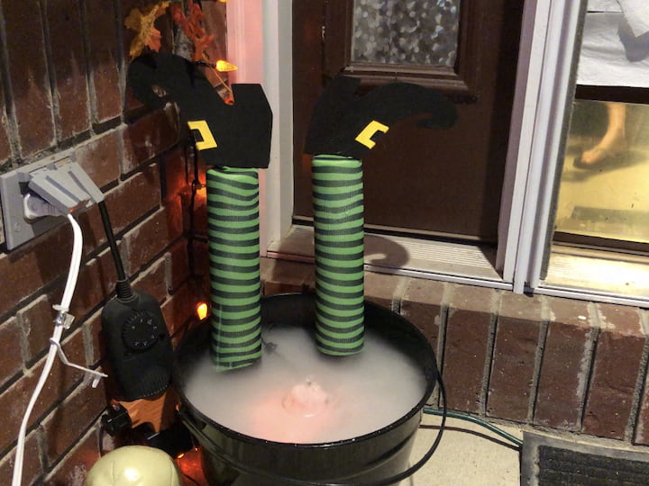 Your witches cauldron looks great by day and glows at night!
