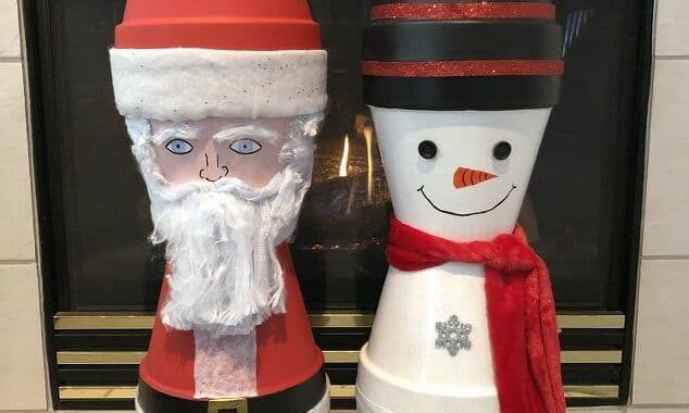 Easy Flower Pot Snowman and Santa with Video