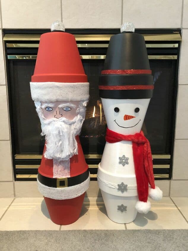 Easy Flower Pot Snowman and Santa with Video