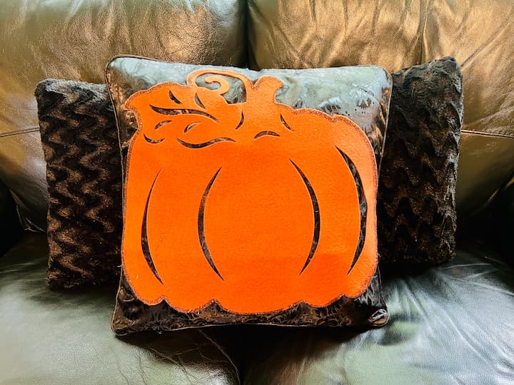 I just love how this easy DIY pumpkin pilllow turned out. I love that I'll be able to remove the insert and create a different version for the next season, and this one will store easily by laying flat in my storage box.