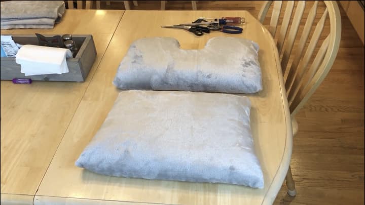 Here are both of the cushions hot glued on.