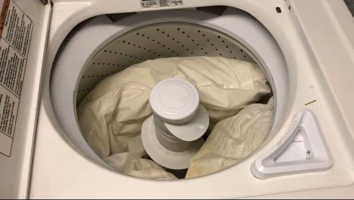 First whenever you wash your pillows, it's best to do 2 at a time to create balance in your washing machine. (See how yellow they are - gross)
