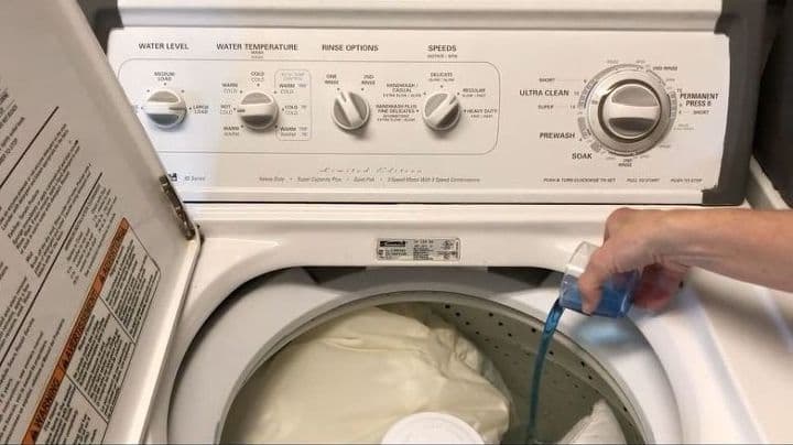 Add your laundry detergent of your choice and run your normal wash cycle.