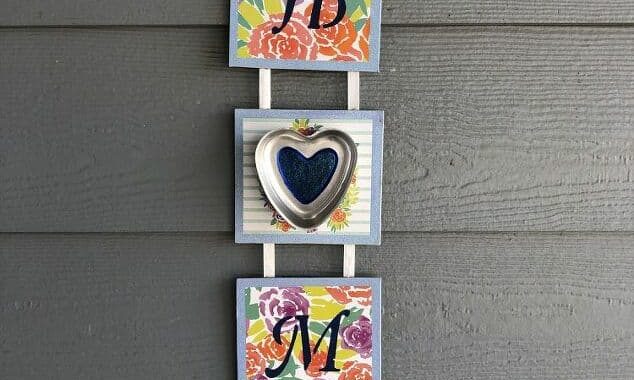 I was at Dollar Tree and found a sign being clearanced out for .50, after that an old jello mold at a thrift store for .50. Using these 2 items plus some materials on hand, I was able to create a cute sign for the spring season for my home.