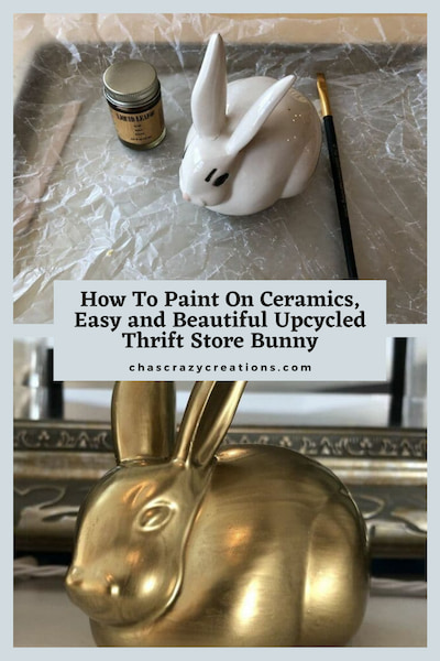 Have you wondered how to paint on ceramics? I found this ceramic bunny at the thrift store for $1 and I knew just how I wanted to upcycle him so he’d look like he was from Pottery Barn!