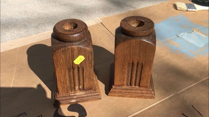 Here are the original candle holders. I cleaned them up so they'd be ready for painting.