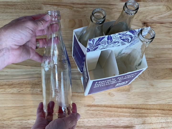 Clear glass bottles (with labels removed)