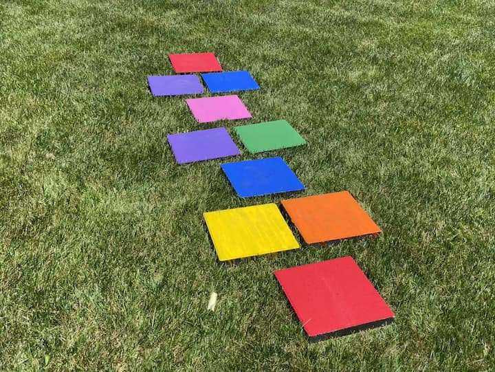 Personalize and play: Once the paint has dried, you can customize the pavers further by adding numbers, letters, or even math problems using sidewalk chalk. This allows for endless variations and learning opportunities.