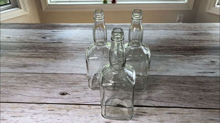 These are the 3 glass bottles I had. I removed the labels and washed them.