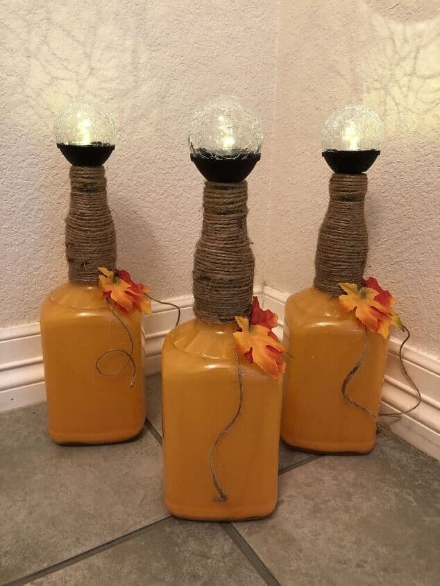 I had some old glass bottles that I had been saving for a project. With fall coming it's the perfect time to create DIY pumpkin decor for your home.