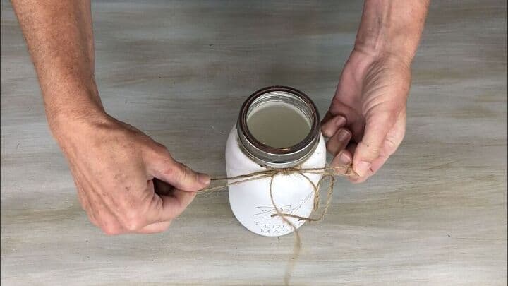I wound a little twine and tied it off at the top of each mason jar.