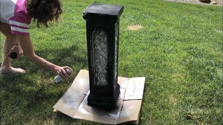 I painted the column with Rustoleum black spray paint.  