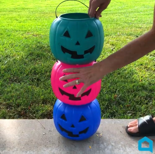 You can see my stacked pumpkins that I created in my post: 6 Easy and Awesome Ideas For What To Do with Plastic Pumpkins