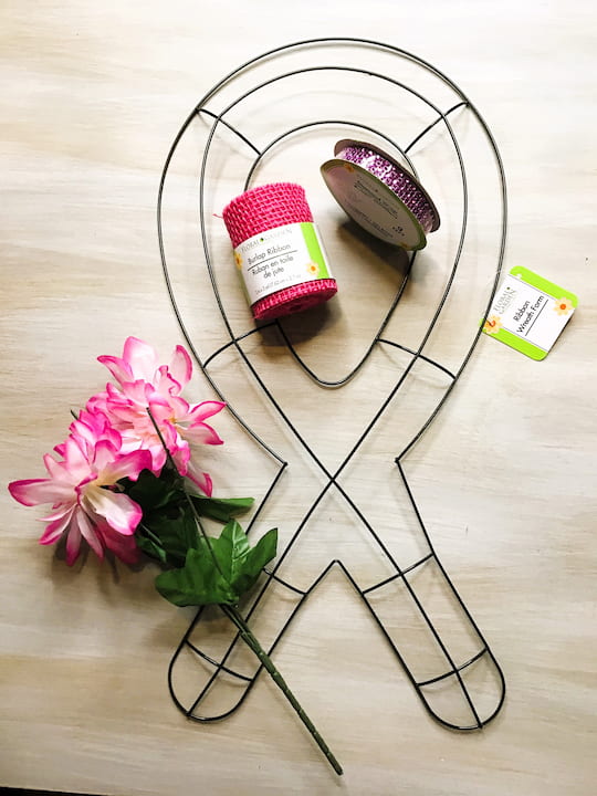 Breast cancer awareness wreath supplies