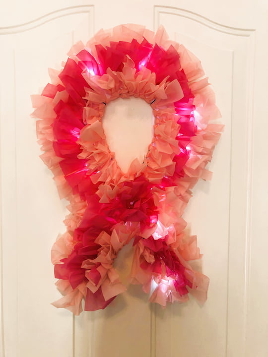 Enjoy your illuminated breast cancer awareness wreath!