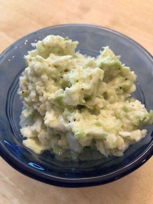 Shred your cabbage or use a bag of shredded cabbage from the store Mix the above ingredients for the dressing Toss the dressing and the cabbage together Serve immediately or let stand for 1 hour to let the flavors grow.
