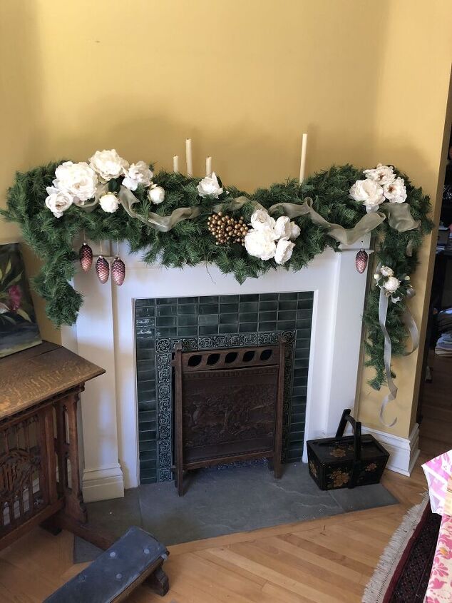 While I was decorating my mantel, other bloggers were decorating other mantels in Mary's home.  Barbara from Mantel & Table created this beautiful mantel in Mary's art studio.
