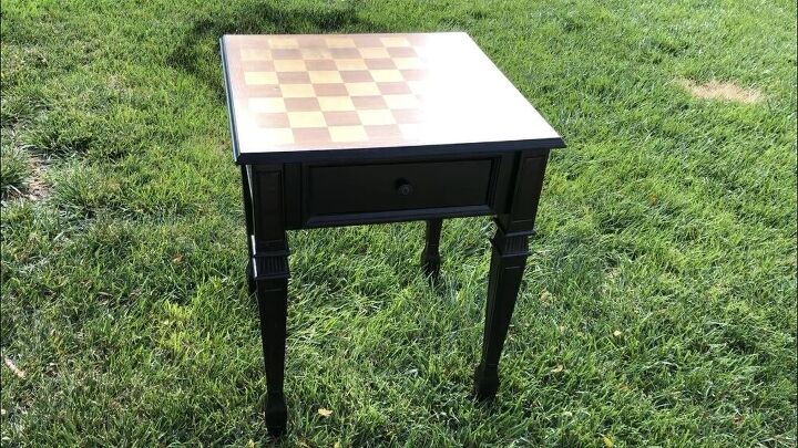 Here is the game table I found at a thrift store. The top had some water damage and scratches, but the rest of the table looked great!