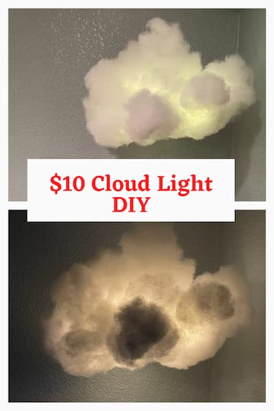 Have you seen those $1300 and up cloud lights?  Ouch!  Today I'm sharing a beautiful and easy cloud light DIY for under $10!