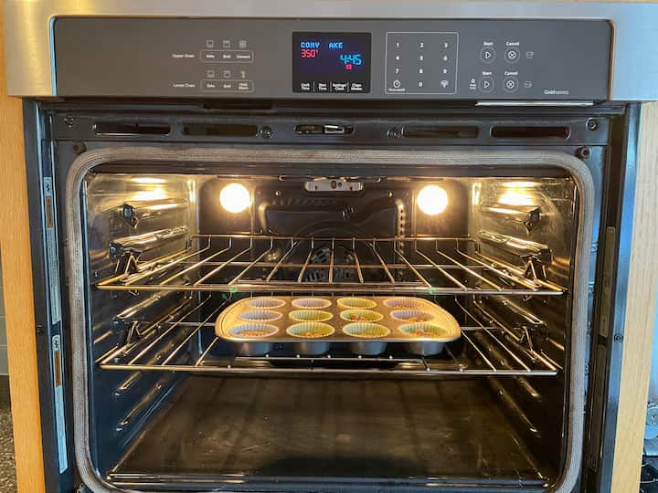 I placed the muffins in the oven and baked at 350 degrees for 8 minutes.  