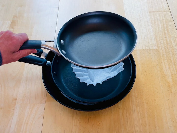 Stacking pans with coffee filters