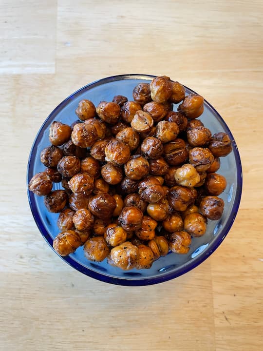 Check out my easy air fried chickpeas recipe and I have a video to share too! If you don't have an air fryer, no problem you can just bake them in the oven!