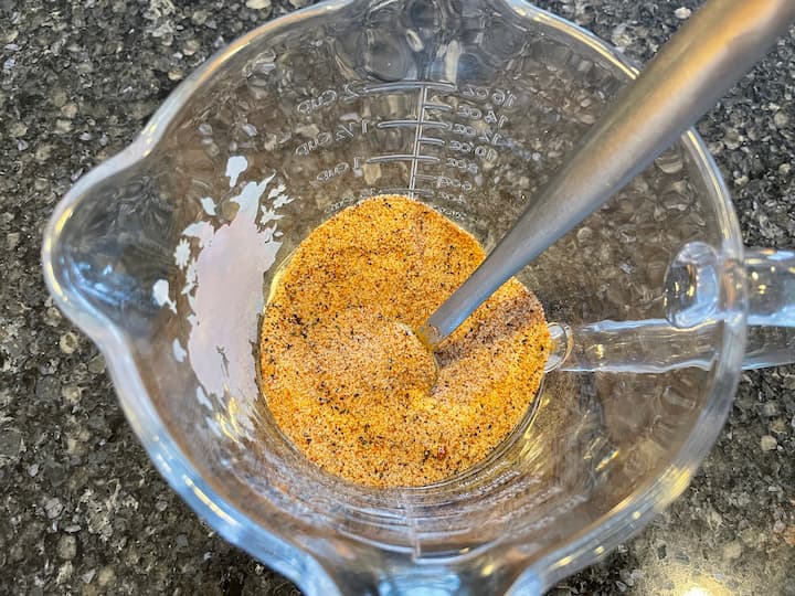 Place the following seasoning ingredients into a bowl. 1/4 cup sea salt 1 Tablespoon Organic Smoked Paprika 1 Teaspoon Organic Garlic Powder 1 Teaspoon Organic Tumeric 1/2 Teaspoon Organic Black Pepper Mix the ingredients together