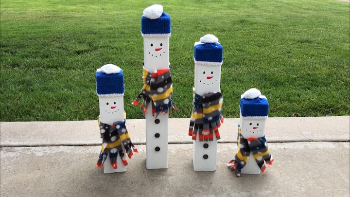You can find my original Snowman Family Project here. I really loved this little project and at the same time, I can only keep so many projects that I make. You can start with any scrap wood that you want.