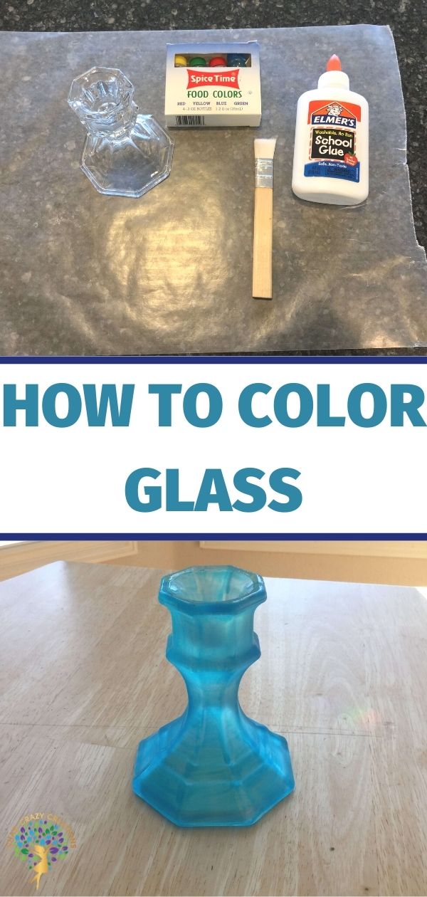 supplies for coloring glass with candle holder