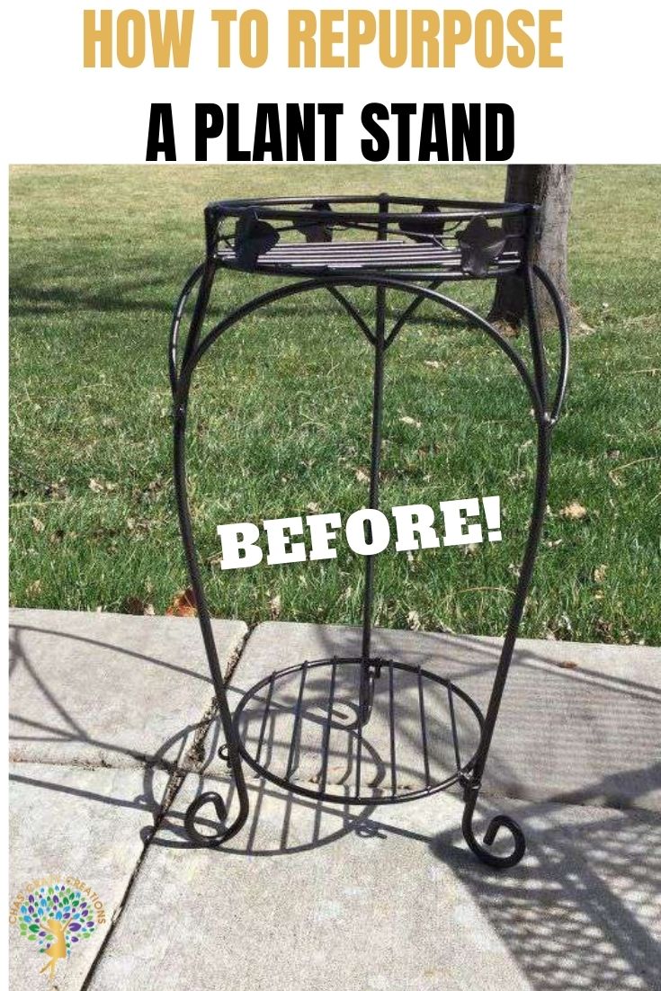 See how I repurposed a plant stand and patio furniture. The plant stand was turned into a side table. You can use these steps to update your own plant stand or patio furniture.