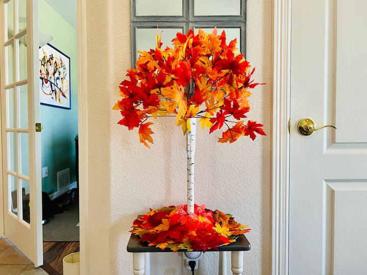 Let me know what you think about my Dollar Tree DIY Fall Tree in the comments below.  You can place this tree inside or outside, and I'm sharing a couple of ideas.  