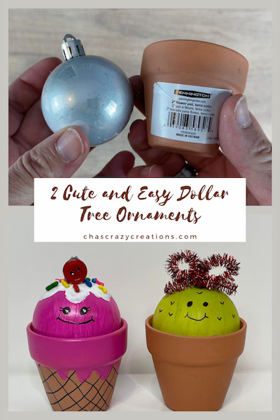 With just a few supplies from one of my favorite stores, you can make 2 cute and easy Dollar Tree ornaments for about $1 a piece!