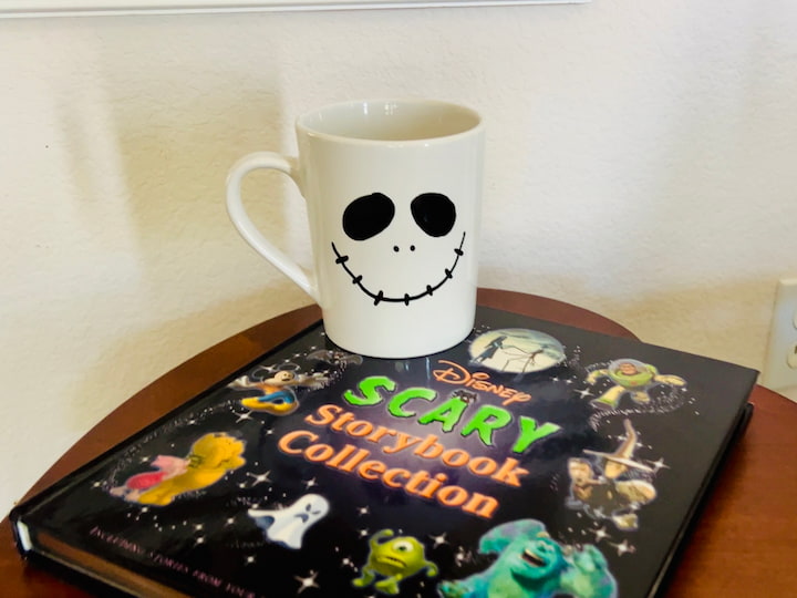 completed skeleton mug