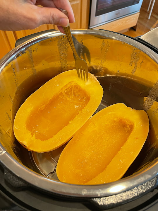 Test your squash to see if it's done by sticking it with a fork.  It will go in nice and easy if it's cooked, and if it is too firm turn it back on for a few more minutes.