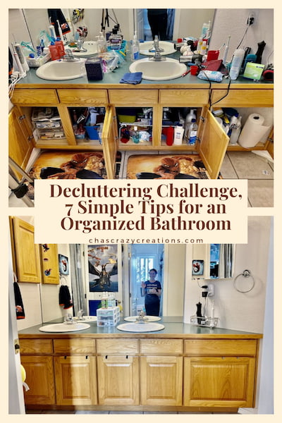 Are you ready for a decluttering challenge? I have 7 terrific and simple tips for an organized bathroom in your home.