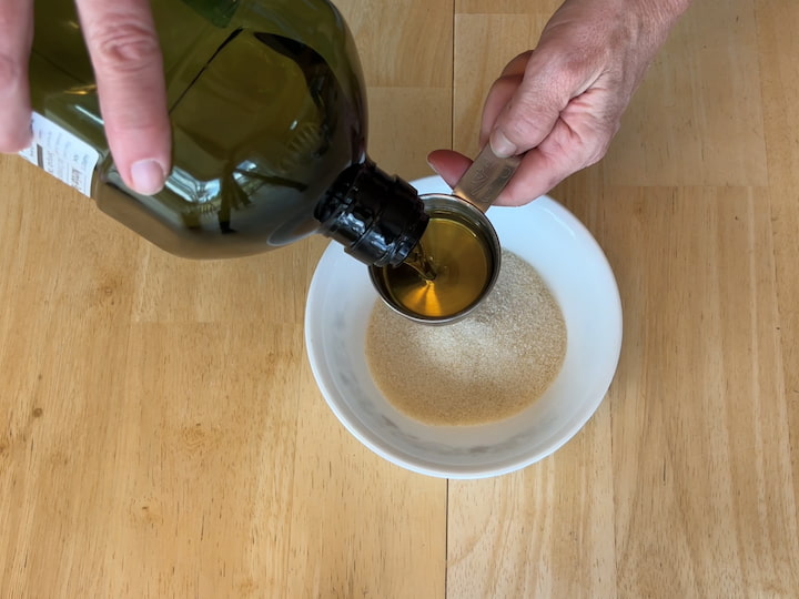 2. Add One quarter cup of oil