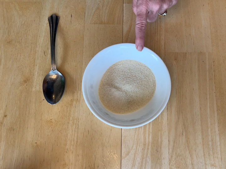 1. Place 1/2 cup sugar in a bowl