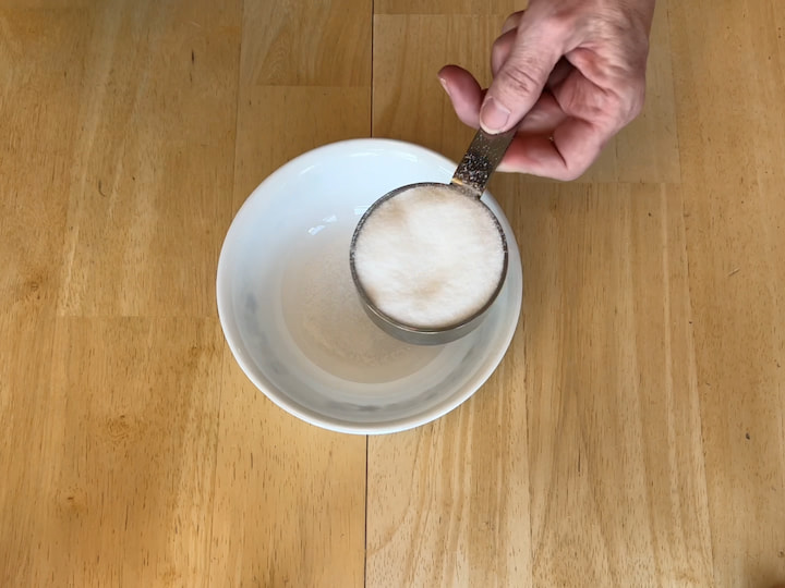 1. place one half cup of salt into a bowl