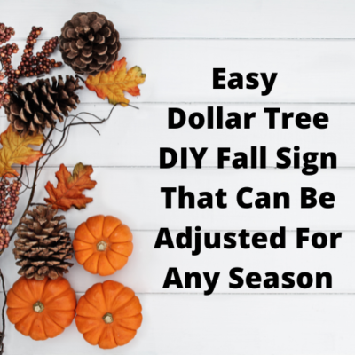 Do you want a DIY fall sign? Here is one using a few items from Dollar Tree that can be customized and adjusted for any season or holiday.
