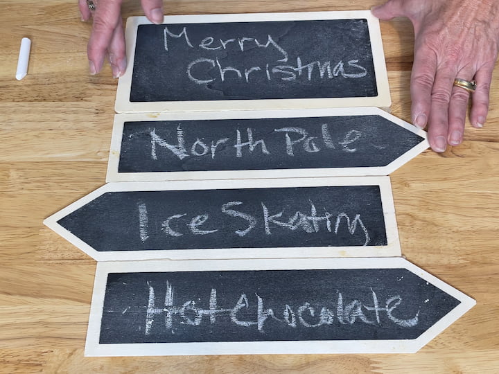 For example, for Christmas, you can write happy holidays with arrows pointing to the north pole ice skating, and hot chocolate