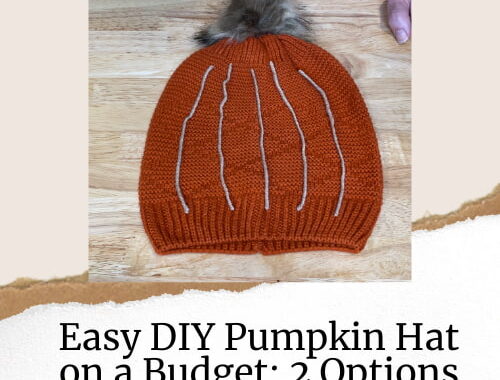 Are you looking for an easy DIY pumpkin hat? I bought an inexpensive hat and added some yarn or stick-on felt to make these 2 options on a budget.