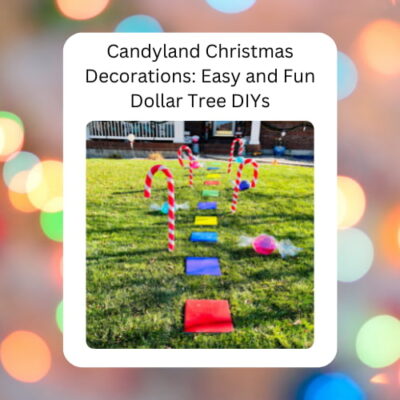 Are you looking for Candyland Christmas decorations? Here are several easy and fun ideas with just a few items from Dollar Tree
