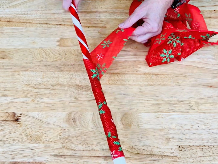 2. Wrap a candy cane form with ribbon