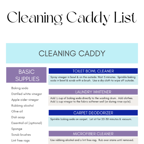 cleaning caddy list