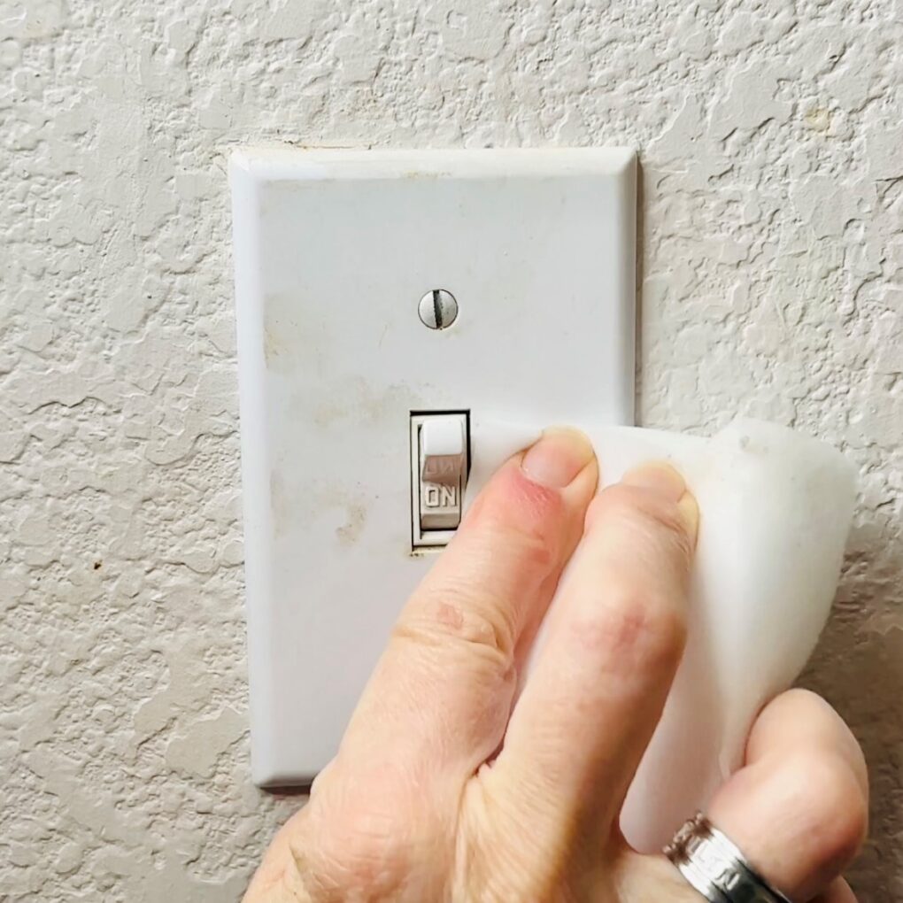 Use these erasers to clean up light switches and outlet covers.