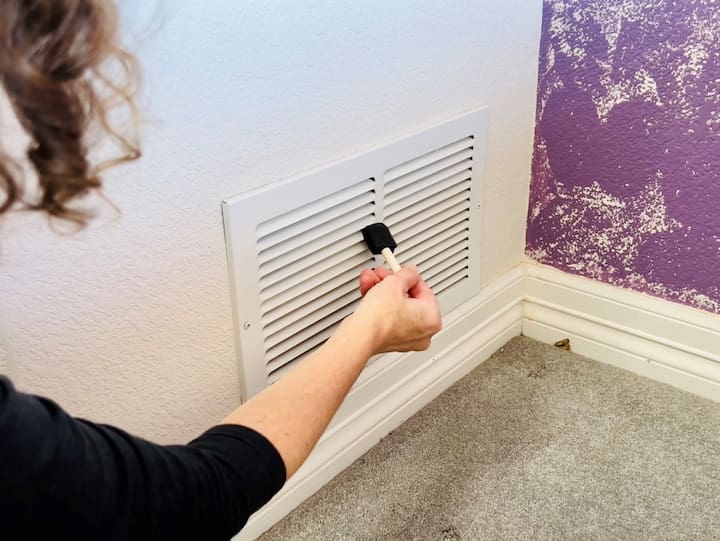 Let's talk about all the vents.  You have in your home you can use an electronic duster and blow out the dust.   Another option would be to use a damp bristle paintbrush or a foam paintbrush and wipe those vents out the dust comes right out you'll be amazed.  You can wash and reuse it. Another option would be to use a toothbrush.  Any of these are great for getting in the nooks and crannies to get those dust particles out.