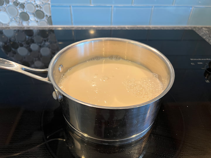 1. Pour Almond Milk into Saucepan